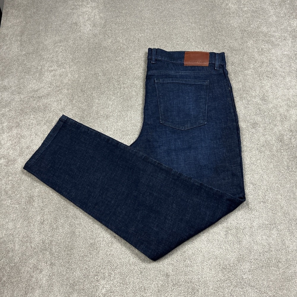 Mott & Bow Slim Crosby Jeans Mens 36x30 Blue Dark Wash Straight Stretch Denim
